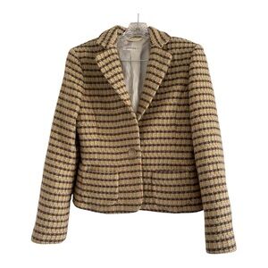 BARNEYS NEW YORK Women's One Button Virgin WoolBlend Pockets Blazer Coat (SMALL)